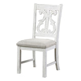 Open Scroll Back Wooden Side Chair with Padded Seat, Set of 2, White