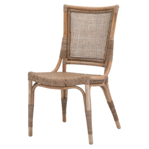 Benzara 18" Herringbone Woven Rattan Dining Chair, Set of 2, Brown BM235547 Brown Rattan BM235547