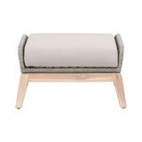 Benzara Rope Weaved Outdoor Footstool, Gray and Brown BM235555 Gray and Brown Solid Wood, Rope and Fabric BM235555