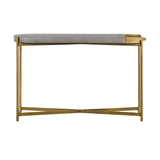 Benzara Concrete Console Table with X shape Base, Gray and Gold BM236336 Gray and gold Concrete and metal BM236336