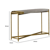 Benzara Concrete Console Table with X shape Base, Gray and Gold BM236336 Gray and gold Concrete and metal BM236336