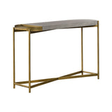 Benzara Concrete Console Table with X shape Base, Gray and Gold BM236336 Gray and gold Concrete and metal BM236336