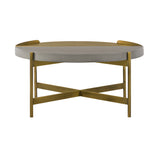 Benzara Concrete Coffee Table with X shape Base, Gray and Gold BM236337 Gray and gold Concrete and metal BM236337