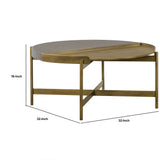 Benzara Concrete Coffee Table with X shape Base, Gray and Gold BM236337 Gray and gold Concrete and metal BM236337