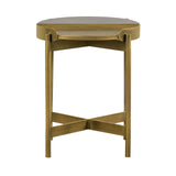 Benzara Concrete End Table with X shape Base, Gray and Gold BM236338 Gray and gold Concrete and metal BM236338