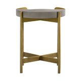 Benzara Concrete End Table with X shape Base, Gray and Gold BM236338 Gray and gold Concrete and metal BM236338