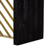 Benzara Wooden Console Table with Metal Accents, Gold and Black BM236340 Black and gold Wood and metal BM236340