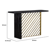 Benzara Wooden Console Table with Metal Accents, Gold and Black BM236340 Black and gold Wood and metal BM236340