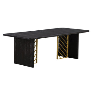 Benzara Wooden Coffee Table with Metal Accents, Gold and Black BM236341 Black and gold Wood and metal BM236341