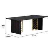 Benzara Wooden Coffee Table with Metal Accents, Gold and Black BM236341 Black and gold Wood and metal BM236341