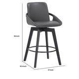 Benzara 27 Inches Leatherette Swivel Counter Stool with Angled Legs, Black BM236354 Black Metal, Solid Wood and Faux Leather BM236354