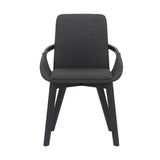 Benzara 19 Inches Fabric Upholstered Dining Chair with Bucket Seat, Black BM236358 Black Solid Wood and Fabric BM236358