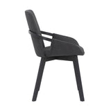 Benzara 19 Inches Fabric Upholstered Dining Chair with Bucket Seat, Black BM236358 Black Solid Wood and Fabric BM236358