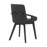 Benzara 19 Inches Fabric Upholstered Dining Chair with Bucket Seat, Black BM236358 Black Solid Wood and Fabric BM236358