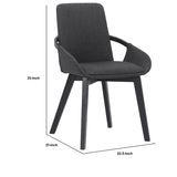 Benzara 19 Inches Fabric Upholstered Dining Chair with Bucket Seat, Black BM236358 Black Solid Wood and Fabric BM236358