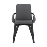 Benzara 19 Inches Leatherette Dining Chair with Bucket Seat, Black BM236359 Gray Solid Wood and Faux Leather BM236359