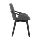 Benzara 19 Inches Leatherette Dining Chair with Bucket Seat, Black BM236359 Gray Solid Wood and Faux Leather BM236359