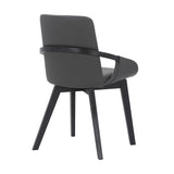 Benzara 19 Inches Leatherette Dining Chair with Bucket Seat, Black BM236359 Gray Solid Wood and Faux Leather BM236359