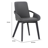 Benzara 19 Inches Leatherette Dining Chair with Bucket Seat, Black BM236359 Gray Solid Wood and Faux Leather BM236359