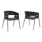 18.5 Inches Round Back Leatherette Dining Chair, Set of 2, Black