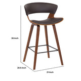 Benzara 27 Inches Saddle Seat Leatherette Counter Stool, Brown BM236363 Brown Metal, Solid Wood and Faux Leather BM236363