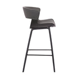 Benzara 27 Inches Saddle Seat Leatherette Counter Stool, Gray BM236364 Gray Metal, Solid Wood and Faux Leather BM236364