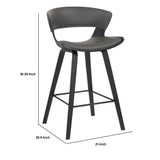 Benzara 27 Inches Saddle Seat Leatherette Counter Stool, Gray BM236364 Gray Metal, Solid Wood and Faux Leather BM236364