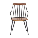 Benzara 26 Inches Wooden Dining Chair with Windsor Back, Brown and Black BM236367 Brown and Black Metal, Solid Wood BM236367