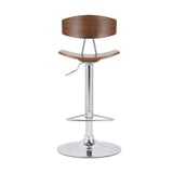 Benzara Saddle Seat Metal Barstool with Adjustable Height, Brown BM236368 Brown Metal and Solid Wood BM236368