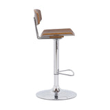 Benzara Saddle Seat Metal Barstool with Adjustable Height, Brown BM236368 Brown Metal and Solid Wood BM236368