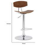 Benzara Saddle Seat Metal Barstool with Adjustable Height, Brown BM236368 Brown Metal and Solid Wood BM236368