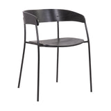 Benzara 18.5 Inches Round Back Wooden Seat Dining Chair, Set of 2, Black BM236369 Black Metal, Solid Wood BM236369