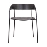 Benzara 18.5 Inches Round Back Wooden Seat Dining Chair, Set of 2, Black BM236369 Black Metal, Solid Wood BM236369