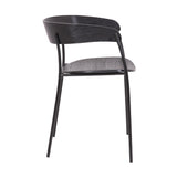 Benzara 18.5 Inches Round Back Wooden Seat Dining Chair, Set of 2, Black BM236369 Black Metal, Solid Wood BM236369