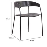 Benzara 18.5 Inches Round Back Wooden Seat Dining Chair, Set of 2, Black BM236369 Black Metal, Solid Wood BM236369