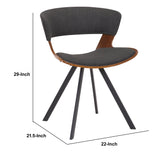 Benzara 18 Inches Curved Padded Dining Chair with Angled Legs, Brown and Black BM236370 Brown and Black Metal, Solid Wood and Fabric BM236370