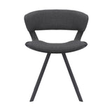 Benzara 18 Inches Curved Padded Dining Chair with Angled Legs, Black BM236371 Black Metal, Solid Wood and Fabric BM236371