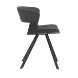 Benzara 18 Inches Curved Padded Dining Chair with Angled Legs, Black BM236371 Black Metal, Solid Wood and Fabric BM236371