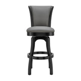 Benzara 26 Inches Leatherette Swivel Counter Stool with Flared Legs, Gray BM236373 Gray Solid Wood and Faux Leather BM236373