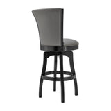 Benzara 26 Inches Leatherette Swivel Counter Stool with Flared Legs, Gray BM236373 Gray Solid Wood and Faux Leather BM236373