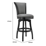 Benzara 26 Inches Leatherette Swivel Counter Stool with Flared Legs, Gray BM236373 Gray Solid Wood and Faux Leather BM236373