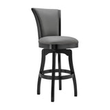 Benzara 26 Inches Leatherette Swivel Counter Stool with Flared Legs, Gray BM236373 Gray Solid Wood and Faux Leather BM236373