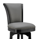 Benzara 30 Inches Leatherette Swivel Barstool with Flared Legs, Gray BM236374 Gray Solid Wood and Faux Leather BM236374