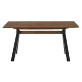 Benzara Rectangular Wooden Top Dining Table with A Shaped Legs, Brown and Black BM236390 Brown, Black MDF, Veneer, Solid wood BM236390