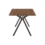 Benzara Rectangular Wooden Top Dining Table with A Shaped Legs, Brown and Black BM236390 Brown, Black MDF, Veneer, Solid wood BM236390