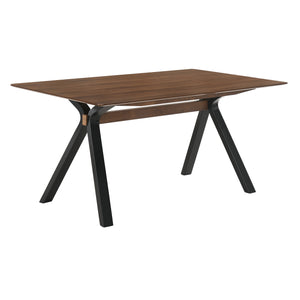 Benzara Rectangular Wooden Top Dining Table with A Shaped Legs, Brown and Black BM236390 Brown, Black MDF, Veneer, Solid wood BM236390