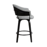 Benzara 26 Inch Round Seat Leatherette Barstool, Gray and Black BM236430 Gray, Black Metal, Plywood, Faux Leather BM236430