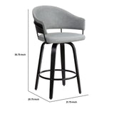 Benzara 26 Inch Round Seat Leatherette Barstool, Gray and Black BM236430 Gray, Black Metal, Plywood, Faux Leather BM236430