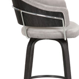 Benzara 26 Inch Round Seat Velvet Barstool, Gray and Black BM236432 Gray, Black Metal, Plywood, Velvet BM236432