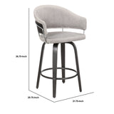 Benzara 26 Inch Round Seat Velvet Barstool, Gray and Black BM236432 Gray, Black Metal, Plywood, Velvet BM236432